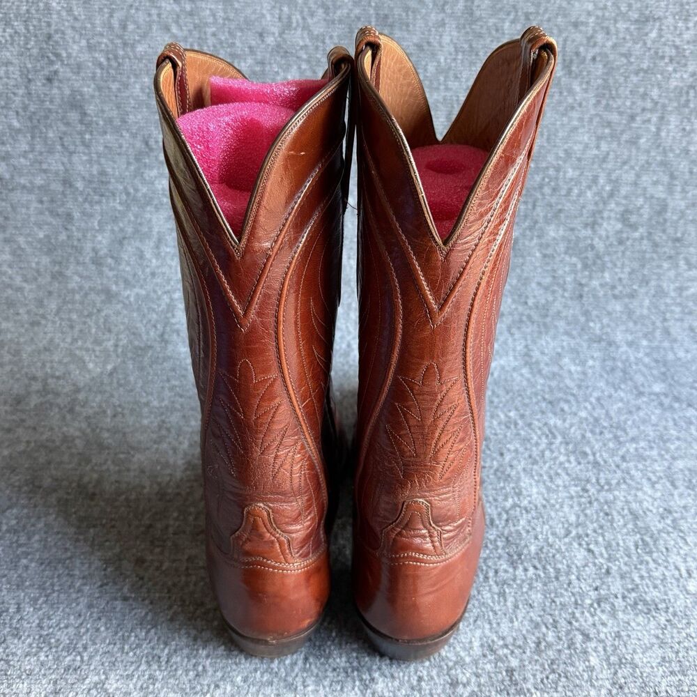 Vintage Lucchese L6609 Brown Leather Cowboy Western Boots Men’s 11 D USA - Picture 3 of 16
